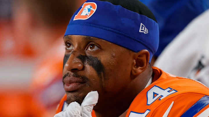 Jan 4, 2026; Denver, Colorado, USA; Denver Broncos wide receiver Courtland Sutton (14) in the fourth quarter against the Los Angeles Chargers at Empower Field at Mile High. Mandatory Credit: Isaiah J. Downing-Imagn Images Jan 4, 2026; Denver, Colorado, USA; Denver Broncos wide receiver Courtland Sutton (14) in the fourth quarter against the Los Angeles Chargers at Empower Field at Mile High. Mandatory Credit: Isaiah J. Downing-Imagn Images