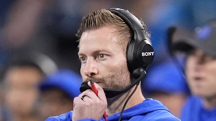 Jan 10, 2026; Charlotte, NC, USA; Los Angeles Rams head coach Sean McVay in the first half during the NFC Wild Card Round game at Bank of America Stadium. Mandatory Credit: Jim Dedmon-Imagn Images Jan 10, 2026; Charlotte, NC, USA; Los Angeles Rams head coach Sean McVay in the first half during the NFC Wild Card Round game at Bank of America Stadium. Mandatory Credit: Jim Dedmon-Imagn Images