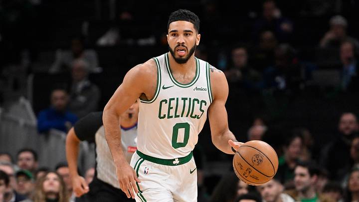 Apr 11, 2025; Boston, Massachusetts, USA; Boston Celtics forward Jayson Tatum (0) dribbles the ball against the Charlotte Hornets during the first half at TD Garden. Mandatory Credit: Eric Canha-Imagn Images. Apr 11, 2025; Boston, Massachusetts, USA; Boston Celtics forward Jayson Tatum (0) dribbles the ball against the Charlotte Hornets during the first half at TD Garden. Mandatory Credit: Eric Canha-Imagn Images.