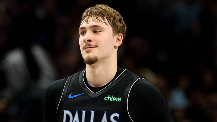 Apr 5, 2026; Dallas, Texas, USA;  Dallas Mavericks forward Cooper Flagg (32) reacts after scoring during the first half against the Los Angeles Lakers at American Airlines Center. Mandatory Credit: Kevin Jairaj-Imagn Images