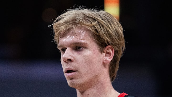 Toronto Raptors guard/forward Gradey Dick in the first half against the Indiana Pacers.