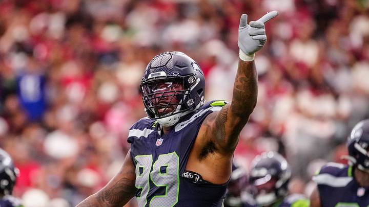 Seattle Seahawks defensive lineman Leonard Williams (99) celebrates a stop against the Arizona Cardinals during a game at State Farm Stadium in Glendale, Ariz. on Sept. 20, 2026. Seattle Seahawks defensive lineman Leonard Williams (99) celebrates a stop against the Arizona Cardinals during a game at State Farm Stadium in Glendale, Ariz. on Sept. 20, 2026.