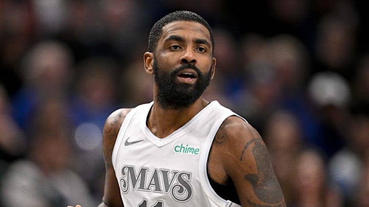 Jan 22, 2025; Dallas, Texas, USA; Dallas Mavericks guard Kyrie Irving (11) runs back up the court during the second half against the Minnesota Timberwolves at the American Airlines Center. Mandatory Credit: Jerome Miron-Imagn Images Jan 22, 2025; Dallas, Texas, USA; Dallas Mavericks guard Kyrie Irving (11) runs back up the court during the second half against the Minnesota Timberwolves at the American Airlines Center. Mandatory Credit: Jerome Miron-Imagn Images
