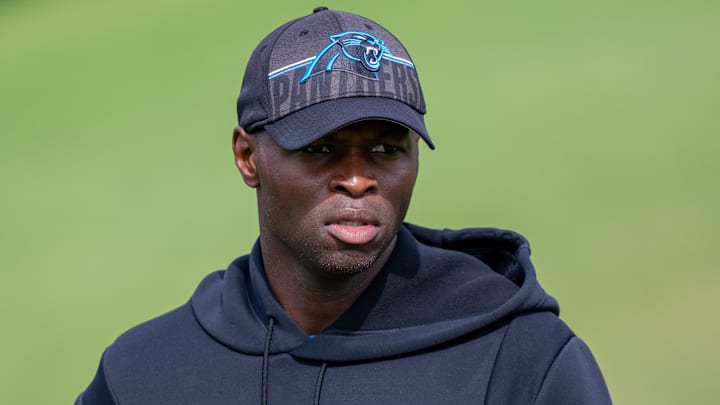 Carolina Panthers defensive coordinator Ejiro Evero