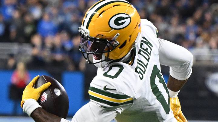 Green Bay Packers receiver Matthew Golden is questionable for Thursday night against the Panthers. Green Bay Packers receiver Matthew Golden is questionable for Thursday night against the Panthers.
