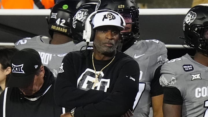 Nov 1, 2025; Boulder, Colorado, USA; Colorado Buffaloes head coach Deion Sanders on the sidelines in the second quarter against the Arizona Wildcats at Folsom Field. Mandatory Credit: Ron Chenoy-Imagn Images Nov 1, 2025; Boulder, Colorado, USA; Colorado Buffaloes head coach Deion Sanders on the sidelines in the second quarter against the Arizona Wildcats at Folsom Field. Mandatory Credit: Ron Chenoy-Imagn Images