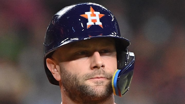 Houston Astros first base Christian Walker (8) looks on after striking out in the first inning against the Arizona Diamondbacks at Chase Field on July 23. Houston Astros first base Christian Walker (8) looks on after striking out in the first inning against the Arizona Diamondbacks at Chase Field on July 23.