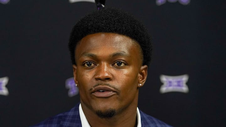 New Seattle Seahawks defensive back Bud Clark speaks with the media