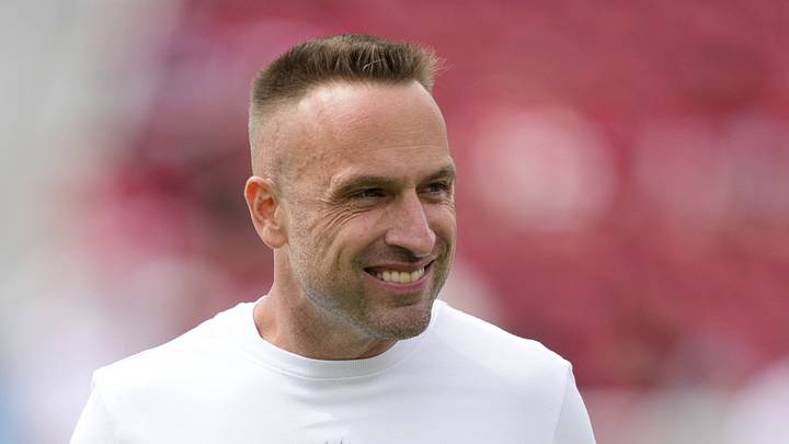 Sep 20, 2026; Santa Clara, California, USA;  Miami Dolphins head coach Jeff Hafley reacts prior to the game against the San Francisco 49ers at Levi's Stadium.  Mandatory Credit: Kyle Terada-Imagn Images