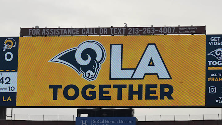 Kansas City Chiefs and the Los Angeles Rams. Mandatory Credit: Kirby Lee-Imagn Images