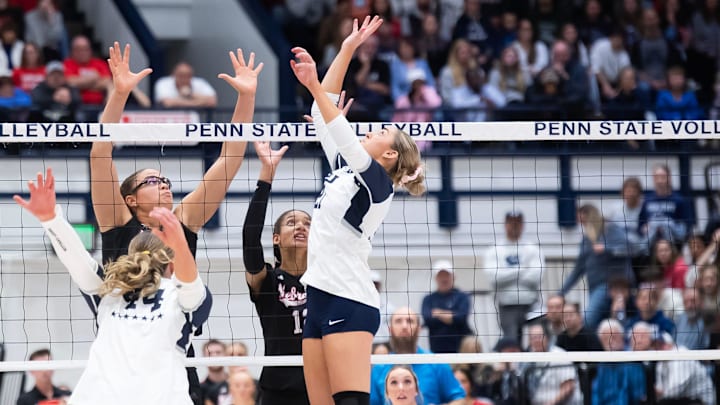Penn State setter Izzy Starck jumps to set