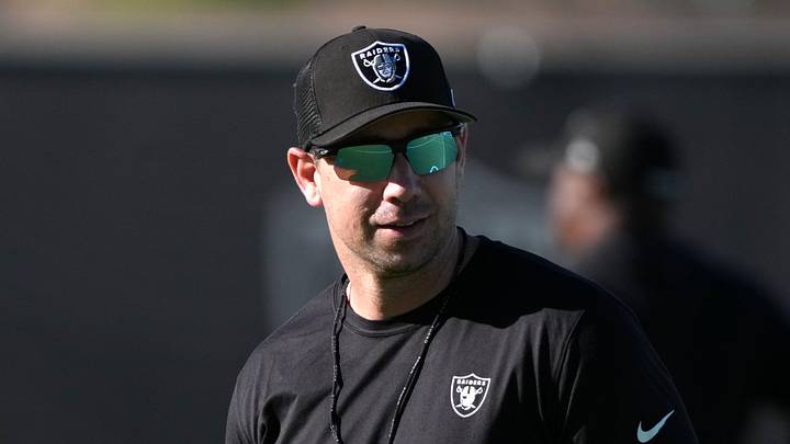 Las Vegas Raiders coach Klint Kubiak during minicamp. Las Vegas Raiders coach Klint Kubiak during minicamp.