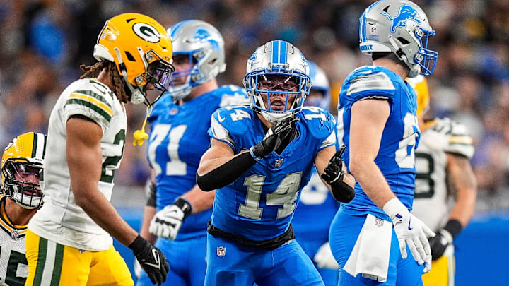 Detroit Lions wide receiver Amon-Ra St. Brown (14). Detroit Lions wide receiver Amon-Ra St. Brown (14).