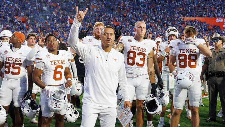 Oct 4, 2025; Gainesville, Florida, USA; Texas Longhorns head coach Steve Sarkisian Oct 4, 2025; Gainesville, Florida, USA; Texas Longhorns head coach Steve Sarkisian
