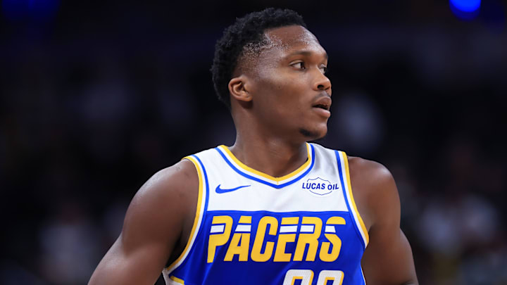 Indiana Pacers wing Bennedict Mathurin (00) during a game against the Sacramento Kings. Indiana Pacers wing Bennedict Mathurin (00) during a game against the Sacramento Kings.