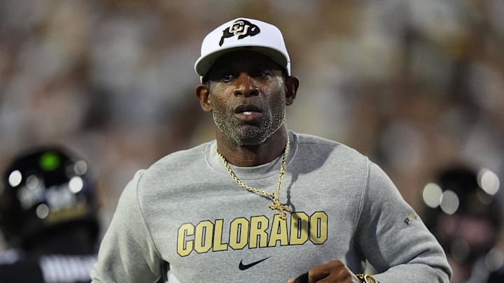 Sep 20, 2025; Boulder, Colorado, USA; Colorado Buffaloes head coach Deion Sanders before the game against the Wyoming Cowboys at Folsom Field. Mandatory Credit: Ron Chenoy-Imagn Images Sep 20, 2025; Boulder, Colorado, USA; Colorado Buffaloes head coach Deion Sanders before the game against the Wyoming Cowboys at Folsom Field. Mandatory Credit: Ron Chenoy-Imagn Images