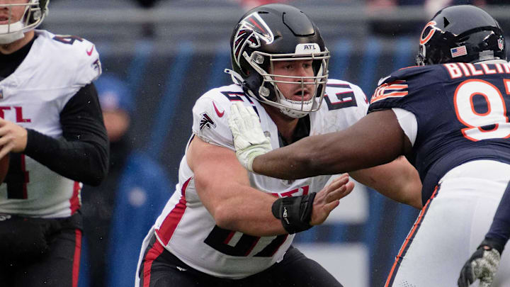 Atlanta Falcons center Drew Dalman could be headed to the Chicago Bears. Atlanta Falcons center Drew Dalman could be headed to the Chicago Bears.
