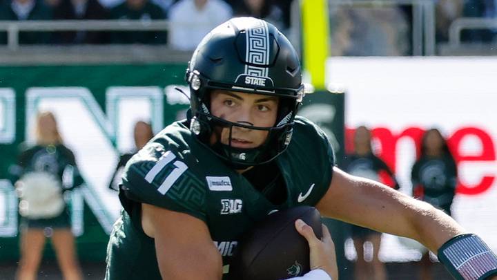 Michigan State quarterback Alessio Milivojevic (11) runs the ball against Northwestern at Spartan Stadium on Saturday, Oct. 17, 2026 Michigan State quarterback Alessio Milivojevic (11) runs the ball against Northwestern at Spartan Stadium on Saturday, Oct. 17, 2026