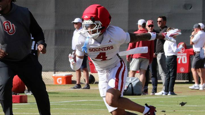 Oklahoma cornerback Courtland Guillory works through a drill at one of the Sooners' spring practices.