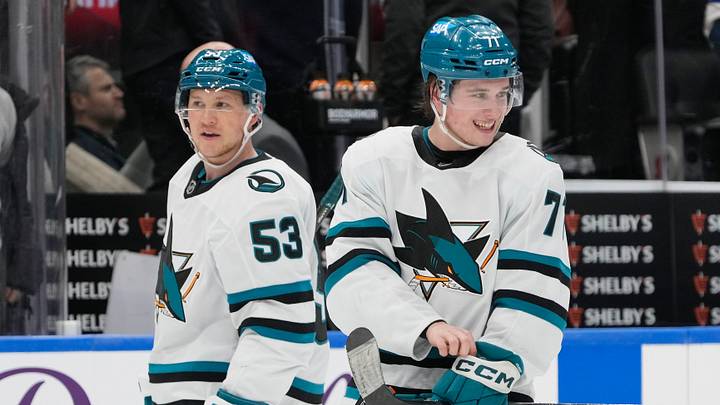 Dec 11, 2025; Toronto, Ontario, CAN; San Jose Sharks forward Jeff Skinner (53) and forward Macklin Celebrini (71) leave the ice after a win over the Toronto Maple Leafs at Scotiabank Arena. Mandatory Credit: John E. Sokolowski-Imagn Images Dec 11, 2025; Toronto, Ontario, CAN; San Jose Sharks forward Jeff Skinner (53) and forward Macklin Celebrini (71) leave the ice after a win over the Toronto Maple Leafs at Scotiabank Arena. Mandatory Credit: John E. Sokolowski-Imagn Images