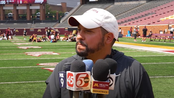Danny Collins at Gophers practice earlier this summer