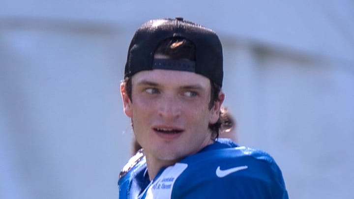 Former Indianapolis Colts’ kicker Maddux Trujillo takes a break