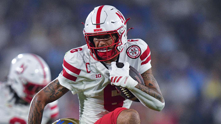Nebraska Cornhuskers wide receiver Dane Key runs the ball against the UCLA Bruins during the first half at the Rose Bowl. Nebraska Cornhuskers wide receiver Dane Key runs the ball against the UCLA Bruins during the first half at the Rose Bowl.