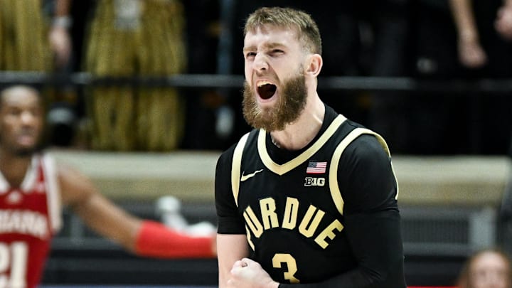 Purdue Boilermakers guard Braden Smith (3) celebrates 