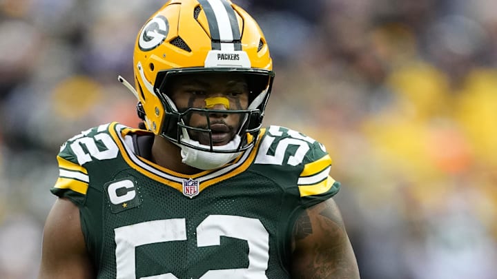 Nov 23, 2025; Green Bay, Wisconsin, USA;  Green Bay Packers defensive lineman Rashan Gary (52) during the game against the Minnesota Vikings at Lambeau Field.