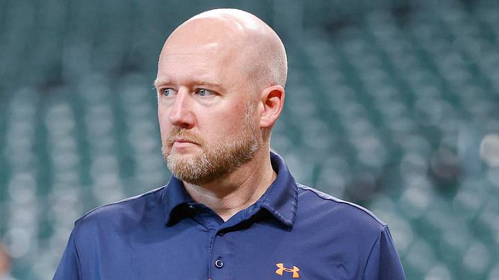 May 20, 2022; Houston, Texas, USA; Houston Astros general manager James Click walks on the field before the game against the Texas Rangers at Minute Maid Park. Mandatory Credit: Troy Taormina-USA TODAY Sports May 20, 2022; Houston, Texas, USA; Houston Astros general manager James Click walks on the field before the game against the Texas Rangers at Minute Maid Park. Mandatory Credit: Troy Taormina-USA TODAY Sports