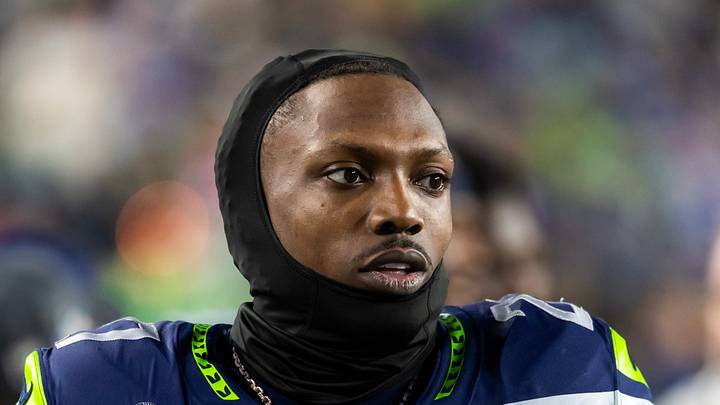 Former Seattle Seahawks cornerback Riq Woolen during Super Bowl LX