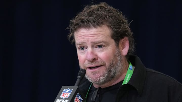 Seattle Seahawks general manager John Schneider speaks at the NFL Scouting Combine. Seattle Seahawks general manager John Schneider speaks at the NFL Scouting Combine.