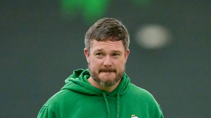 Oregon head coach Dan Lanning attends Oregon Pro Day on March 17, 2026, at the Moshofsky Center in Eugene, Oregon. Oregon head coach Dan Lanning attends Oregon Pro Day on March 17, 2026, at the Moshofsky Center in Eugene, Oregon.