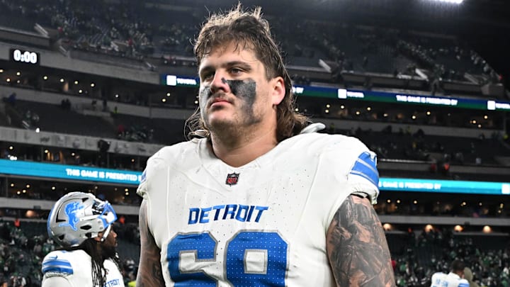 Detroit Lions guard Tate Ratledge (69). Detroit Lions guard Tate Ratledge (69).