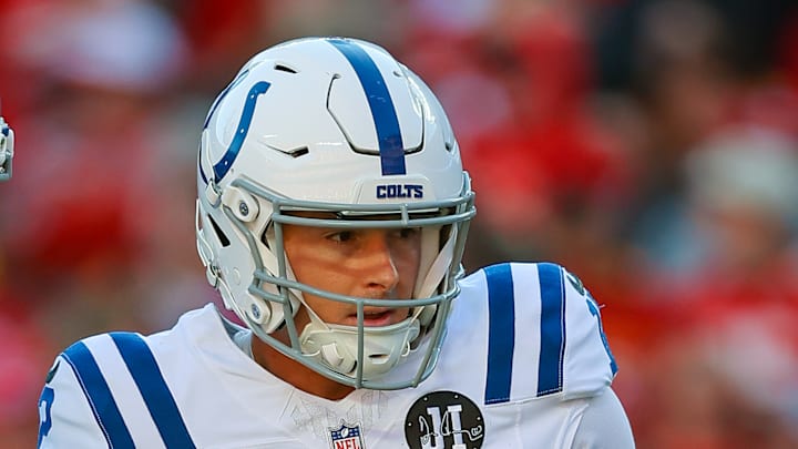 Michael Badgley of the Indianapolis Colts misses a kick Michael Badgley of the Indianapolis Colts misses a kick