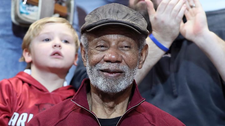 Former Arkansas Razorbacks coach Nolan Richardson during the first half against the Kentucky Wildcats at Bud Walton Arena. 