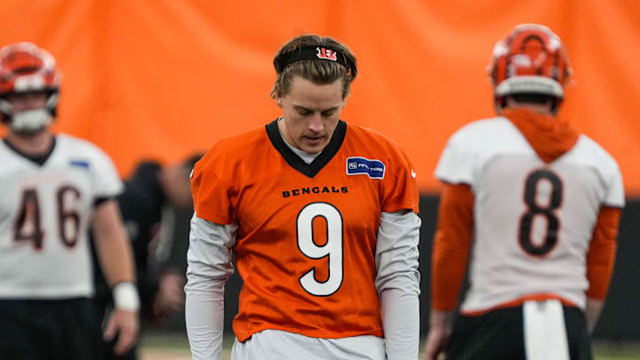 Bengals Joe Burrow (9) returns to practice on Monday November 10, 2025.
