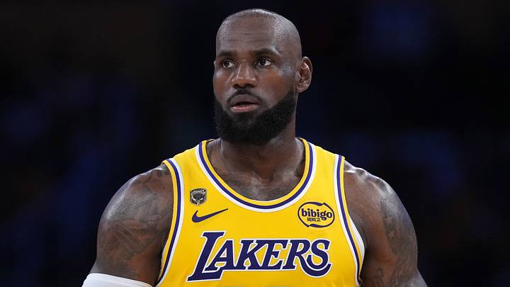 Apr 18, 2026; Los Angeles, California, USA; Los Angeles Lakers forward LeBron James (23) reacts against the Houston Rockets during game one of the first round of the 2026 NBA Playoffs at Crypto.com Arena. Mandatory Credit: Kirby Lee-Imagn Images