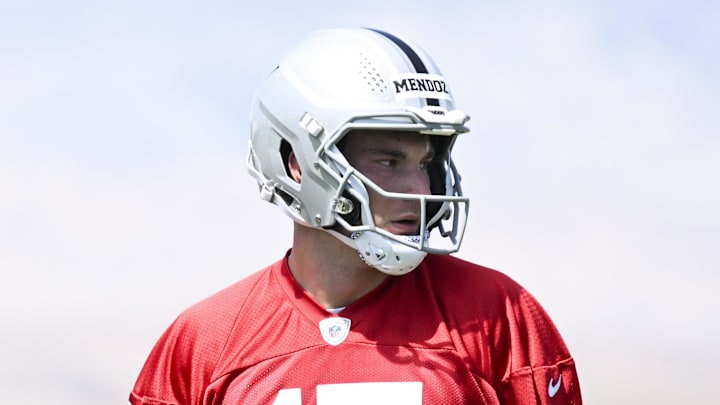 Las Vegas Raiders quarterback Fernando Mendoza during Rookie Minicamp. Las Vegas Raiders quarterback Fernando Mendoza during Rookie Minicamp.