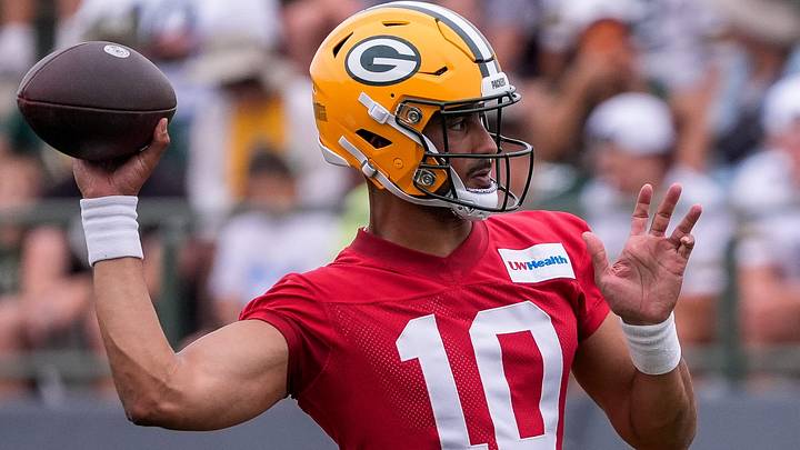 Green Bay Packers quarterback Jordan Love passes the ball during practice last month. Green Bay Packers quarterback Jordan Love passes the ball during practice last month.