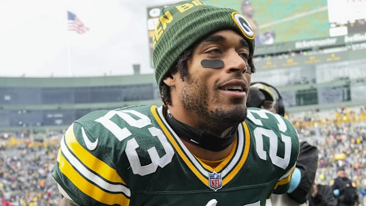 Former Green Bay Packers cornerback Jaire Alexander (23) following the game against the Arizona Cardinals at Lambeau Field.