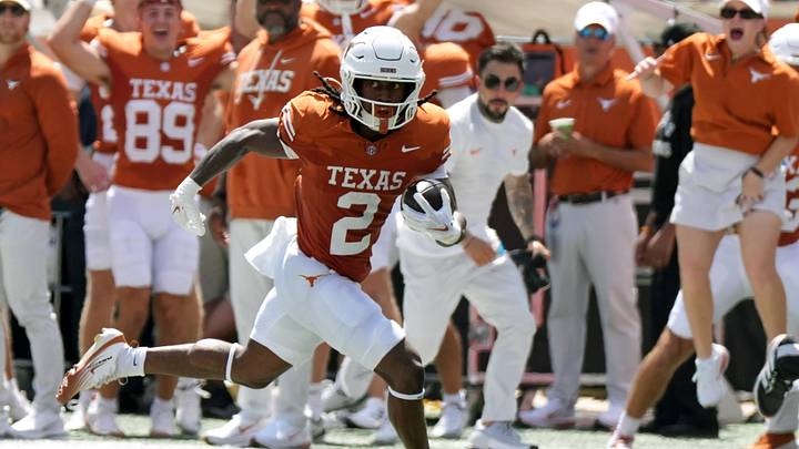 Texas Longhorns running back Hollywood Smothers (2) runs for forty-five yards during the first quarter against the Texas State Bobcats at Darrell K Royal-Texas Memorial Stadium. Texas Longhorns running back Hollywood Smothers (2) runs for forty-five yards during the first quarter against the Texas State Bobcats at Darrell K Royal-Texas Memorial Stadium.