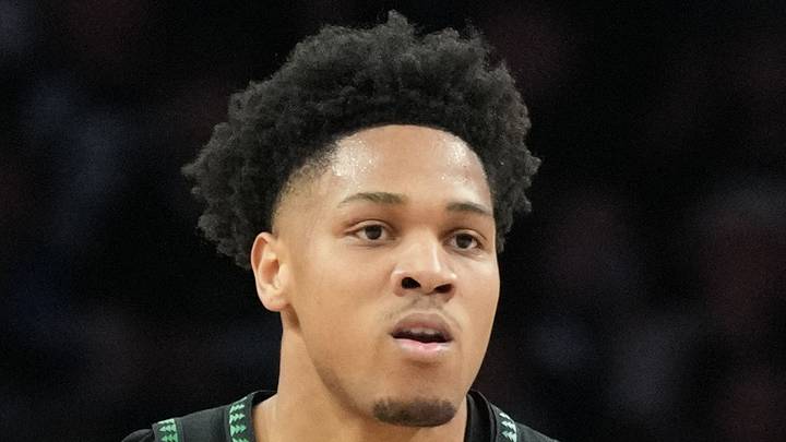May 15, 2026; Minneapolis, Minnesota, USA; Minnesota Timberwolves guard Terrence Shannon Jr. (1) dribbles the ball against the San Antonio Spurs in the second half during game six of the second round of the 2026 NBA Playoffs at Target Center. Mandatory Credit: Jesse Johnson-Imagn Images