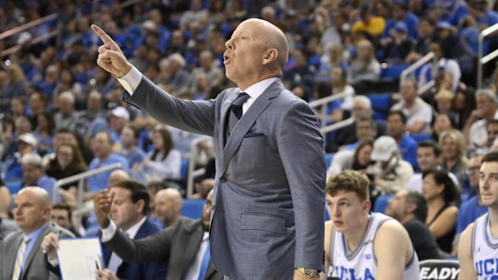 Feb 23, 2025; Los Angeles, California, USA; UCLA Bruins head coach Mick Cronin talks to a referee during the second half against the Ohio State Buckeyes at Pauley Pavilion presented by Wescom. Mandatory Credit: Robert Hanashiro-Imagn Images Feb 23, 2025; Los Angeles, California, USA; UCLA Bruins head coach Mick Cronin talks to a referee during the second half against the Ohio State Buckeyes at Pauley Pavilion presented by Wescom. Mandatory Credit: Robert Hanashiro-Imagn Images