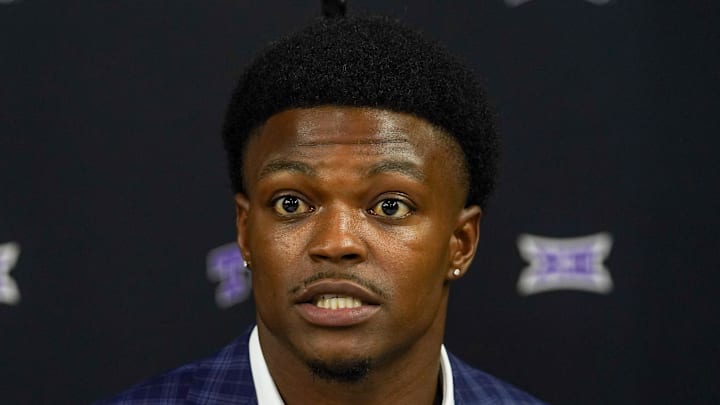 New Seattle Seahawks defensive back Bud Clark speaks with the media