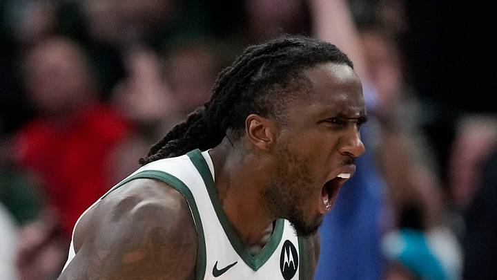 Milwaukee Bucks forward Taurean Prince (12) celebrates after scoring a basket during the fourth quarter against the Detroit Pistons at Fiserv Forum on Nov 13, 2024.