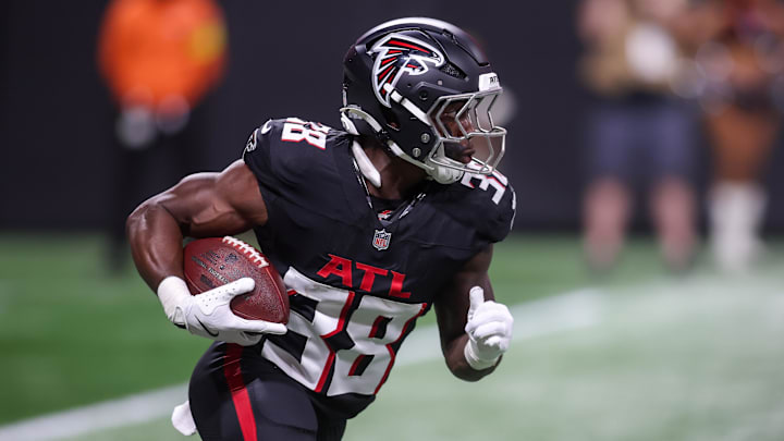 Atlanta Falcons rookie running back Nathan Carter announced his presence with a 43-yard TD run Friday night vs. the Titans. Atlanta Falcons rookie running back Nathan Carter announced his presence with a 43-yard TD run Friday night vs. the Titans.