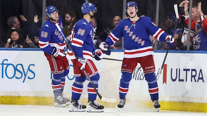 Sep 24, 2026; New York, New York, USA; New York Rangers defenseman Scott Morrow (60) celebrates with his teammates after scoring a goal in the third period against the New Jersey Devils at Madison Square Garden. Mandatory Credit: Wendell Cruz-Imagn Images Sep 24, 2026; New York, New York, USA; New York Rangers defenseman Scott Morrow (60) celebrates with his teammates after scoring a goal in the third period against the New Jersey Devils at Madison Square Garden. Mandatory Credit: Wendell Cruz-Imagn Images