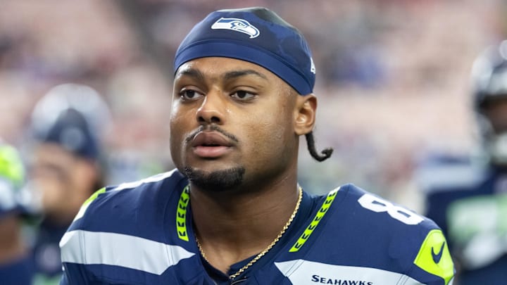 Sep 25, 2025; Glendale, Arizona, USA; Seattle Seahawks safety Coby Bryant (8) against the Arizona Cardinals at State Farm Stadium. Mandatory Credit: Mark J. Rebilas-Imagn Images Sep 25, 2025; Glendale, Arizona, USA; Seattle Seahawks safety Coby Bryant (8) against the Arizona Cardinals at State Farm Stadium. Mandatory Credit: Mark J. Rebilas-Imagn Images