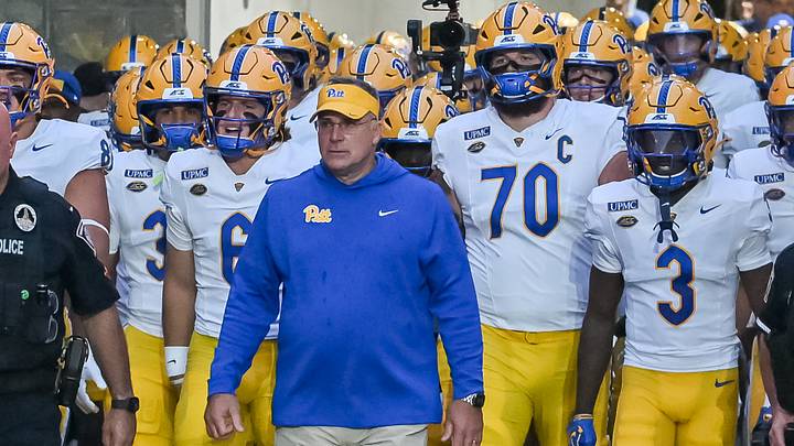 Oct 2, 2026; Blacksburg, Virginia, USA; Pittsburgh Panthers head coach Pat Narduzzi gets ready to lead his team on the field prior to the game at at Lane Stadium. Mandatory Credit: Brian Bishop-Imagn Images Oct 2, 2026; Blacksburg, Virginia, USA; Pittsburgh Panthers head coach Pat Narduzzi gets ready to lead his team on the field prior to the game at at Lane Stadium. Mandatory Credit: Brian Bishop-Imagn Images